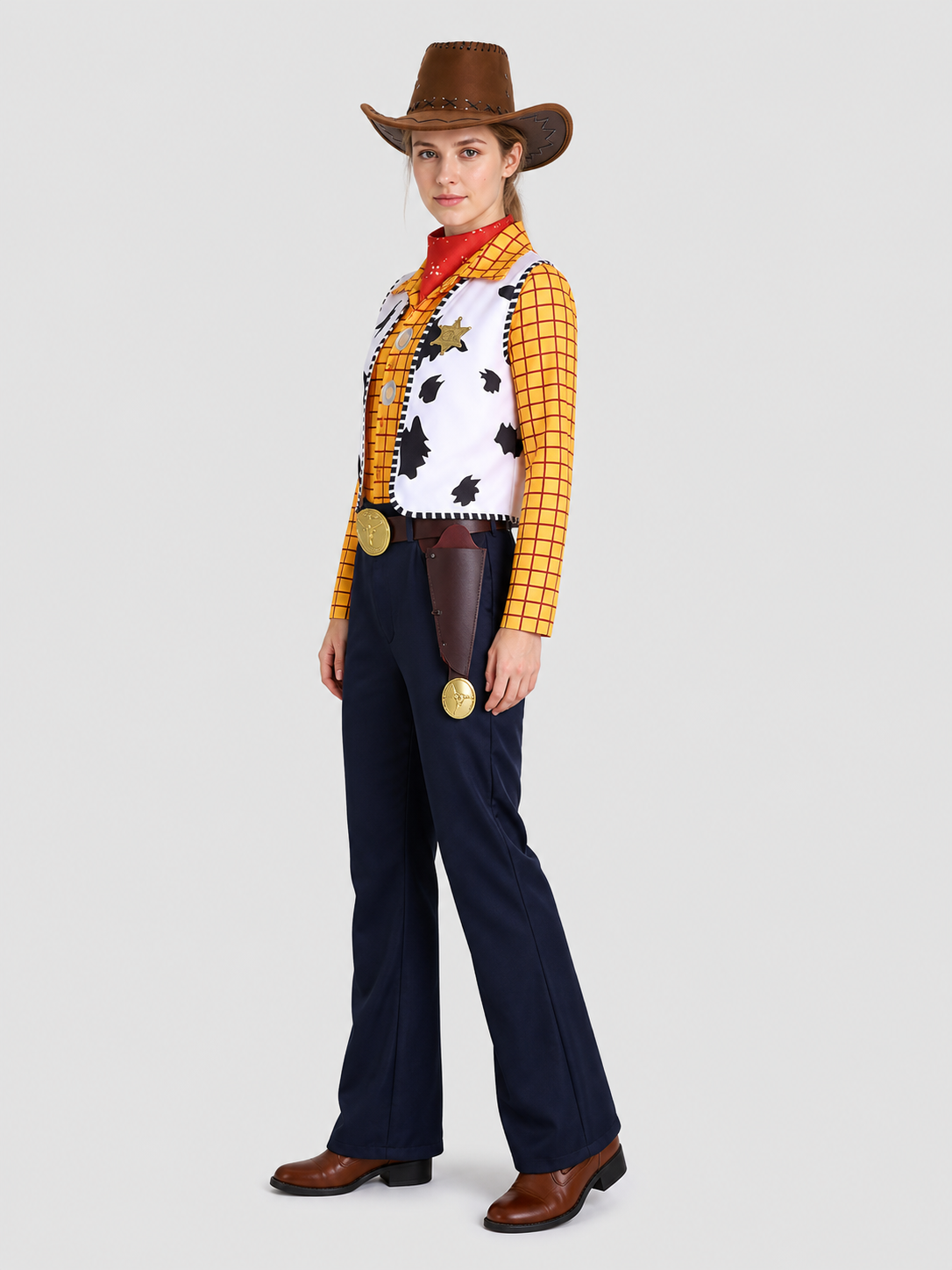 Western-style cosplay costume with accessories side view