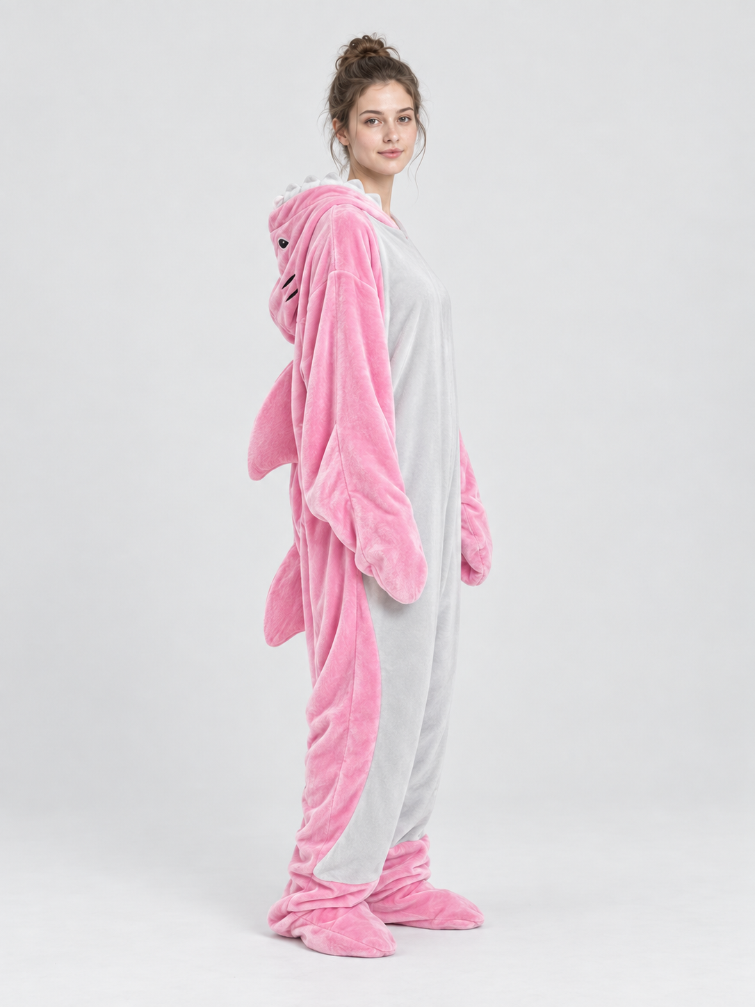Light Pink Shark Kigurumi Pajama with Fins and Tail