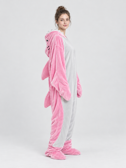 Light Pink Shark Kigurumi Pajama with Fins and Tail