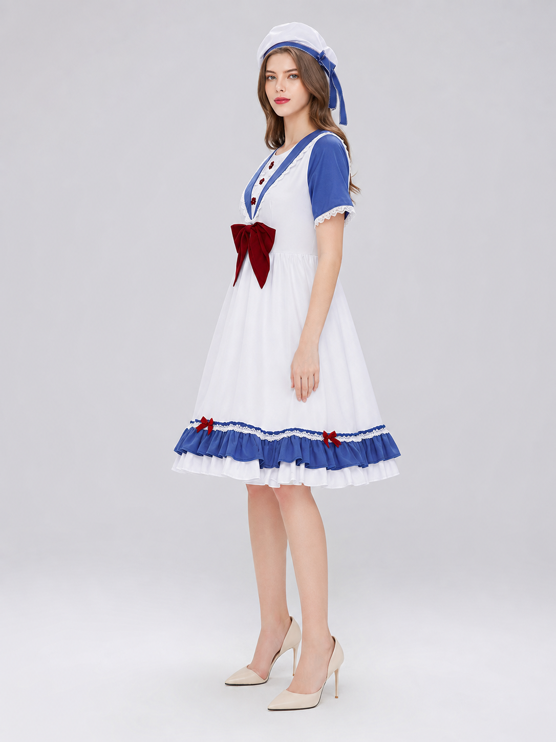 Cosplay Dress Costume with a Bow and Ruffles