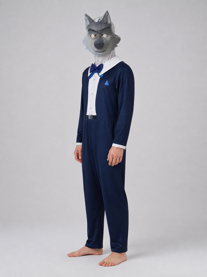 The Bad Guys Wolf Halloween Costume, Jumpsuit with Mask side view