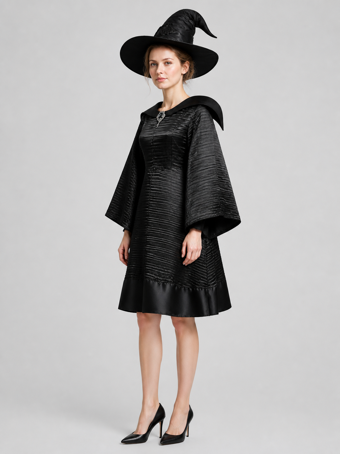Halloween Witch Costume with Horned Hat side view