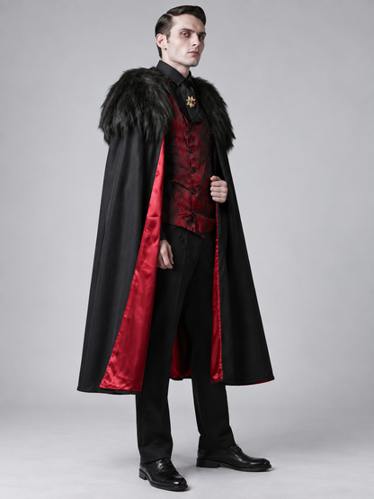 Vampire Costume: Black Cape, Vest, Scarf