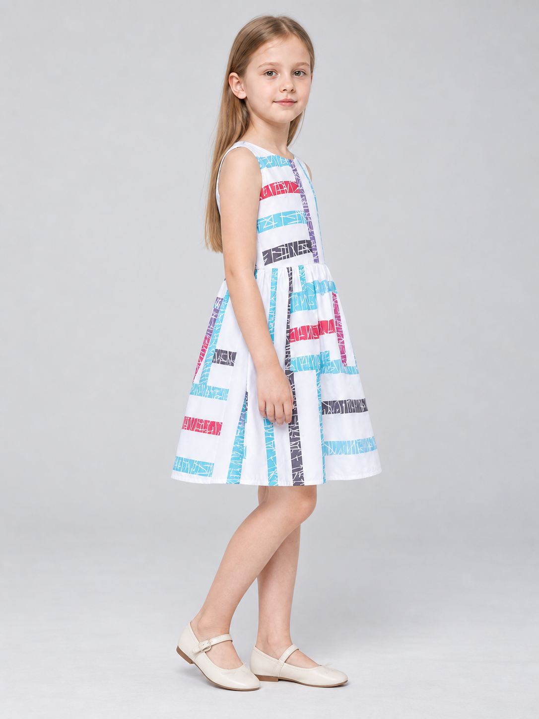 Cosplay Dress with Geometric Print side view