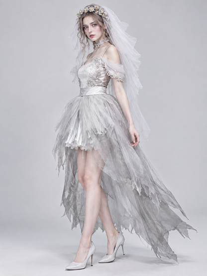 Halloween Bride Costume with Veil and Wreath