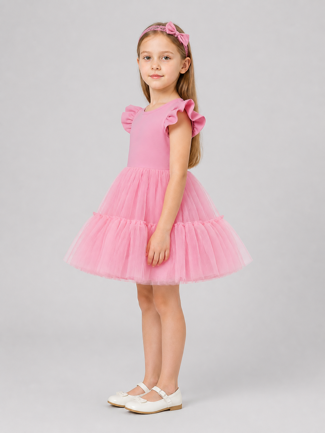 Girls' Dressy Princess Dress with Headband side view