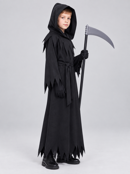 Black Cosplay Costume with Hood and Scythe
