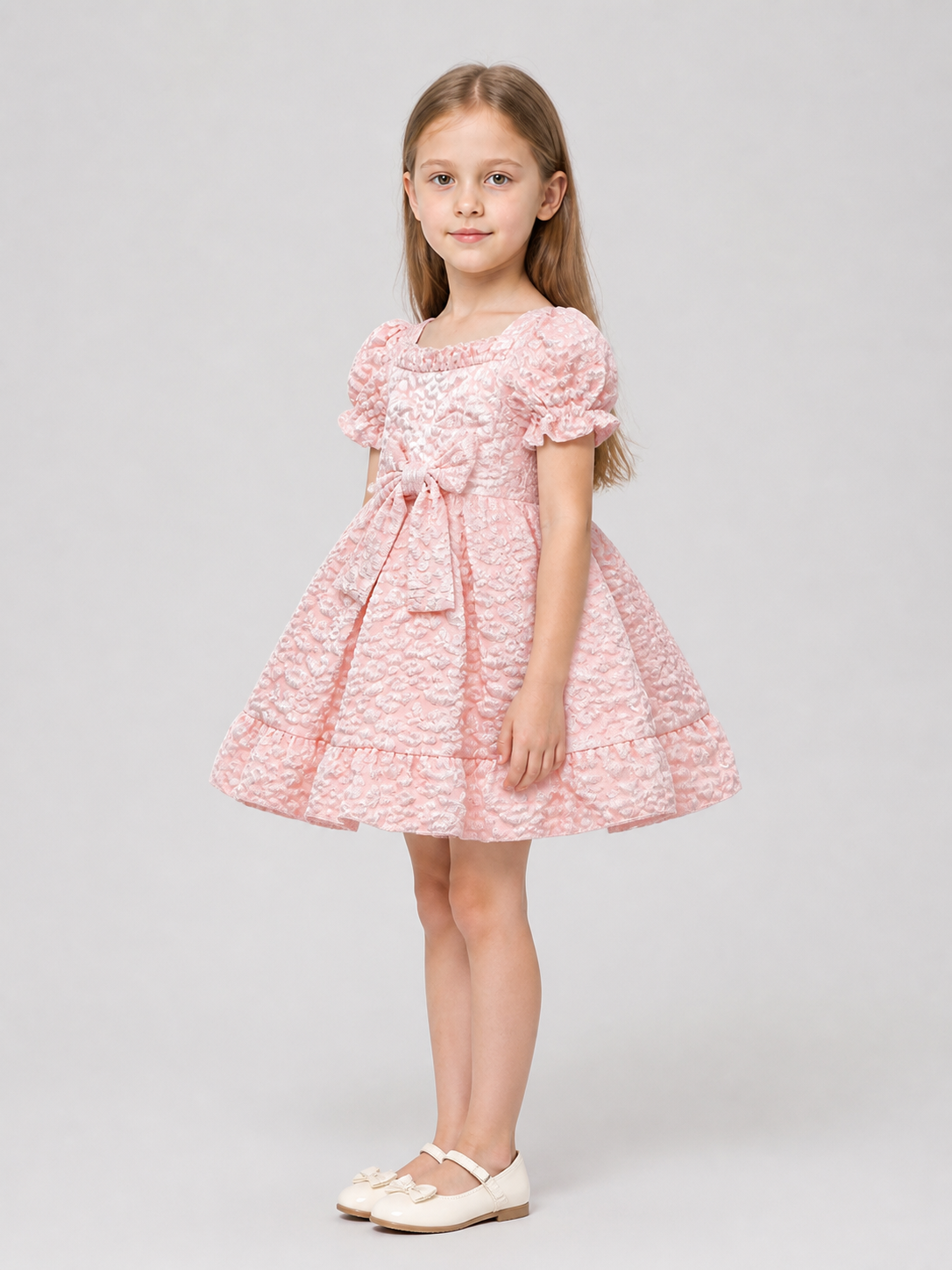Princess Dress with Bow and Puff Sleeves