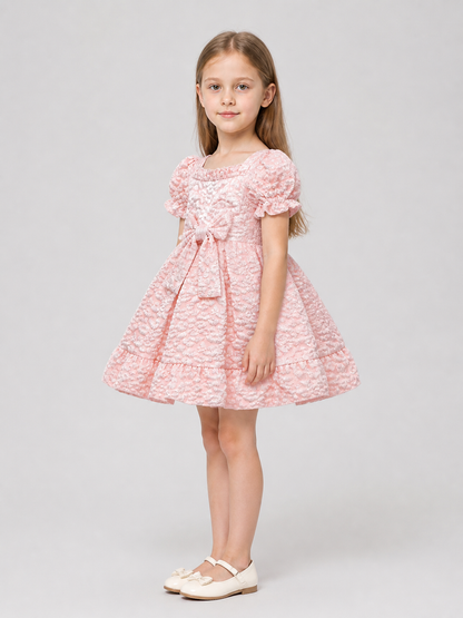 Princess Dress with Bow and Puff Sleeves
