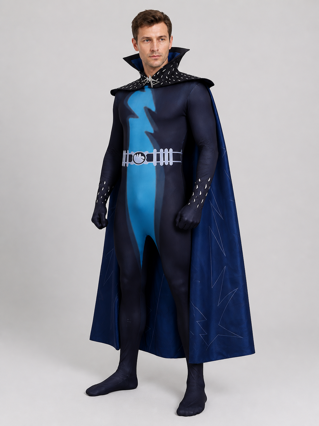 Megamind Cosplay Jumpsuit with Polyester Cape side view