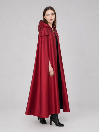 Red Hooded Cape Cloak with Pendant