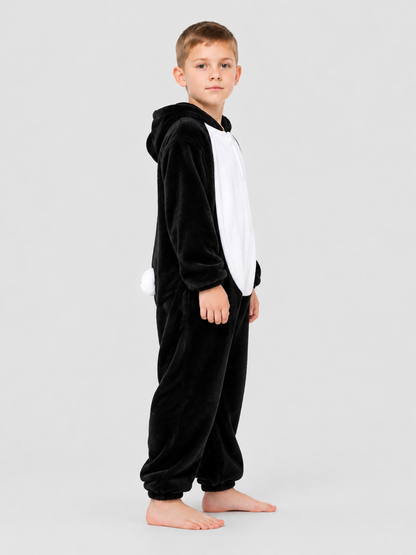 Kids' Pajama Jumpsuit Black with White Insert