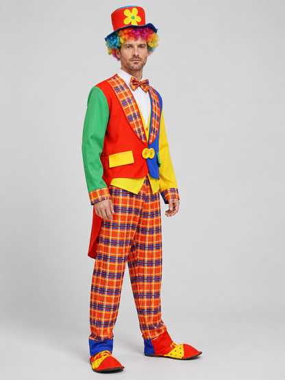 Clown Costume, Jacket, Pants, and Hat side view