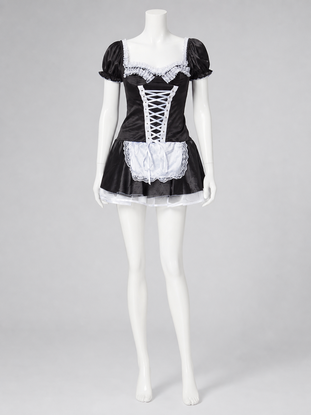 Black-and-White Stage Cosplay Costume with Apron