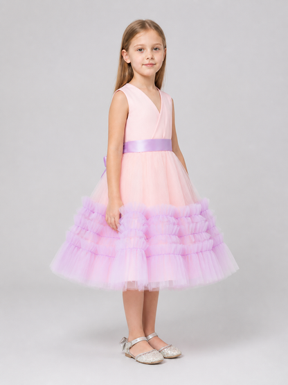 Party Dress with Full Skirt and Ribbon side view