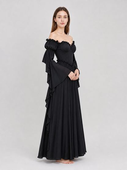 Black Long Gothic Vintage-Style Dress