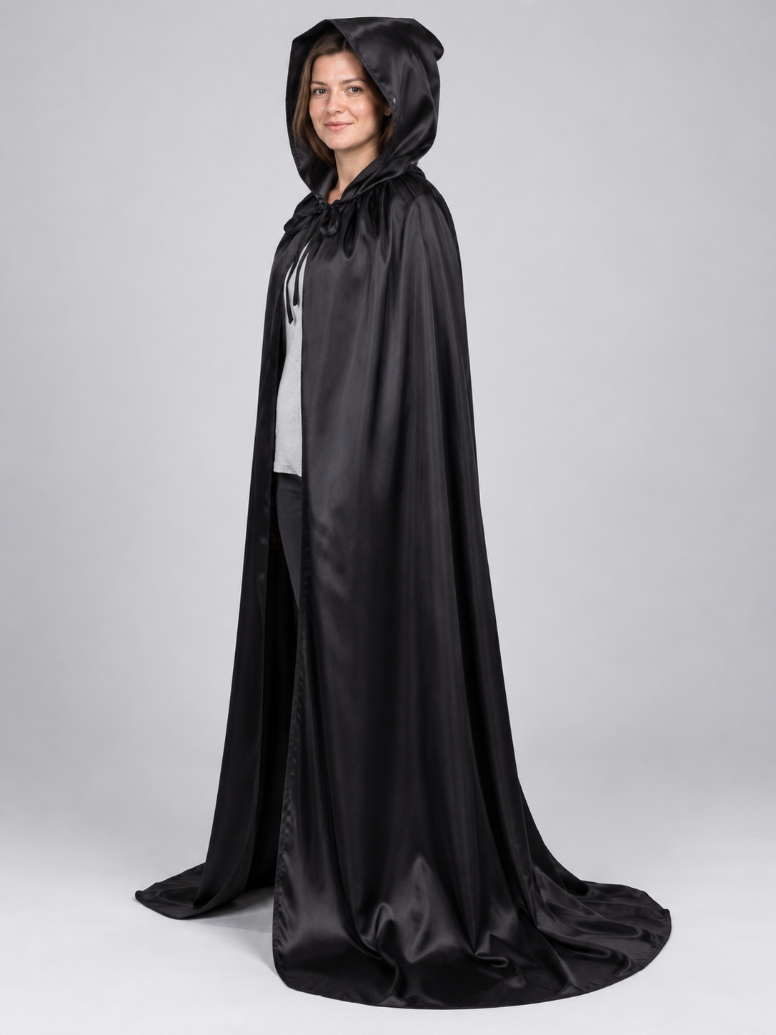 Black carnival cape with attached hood