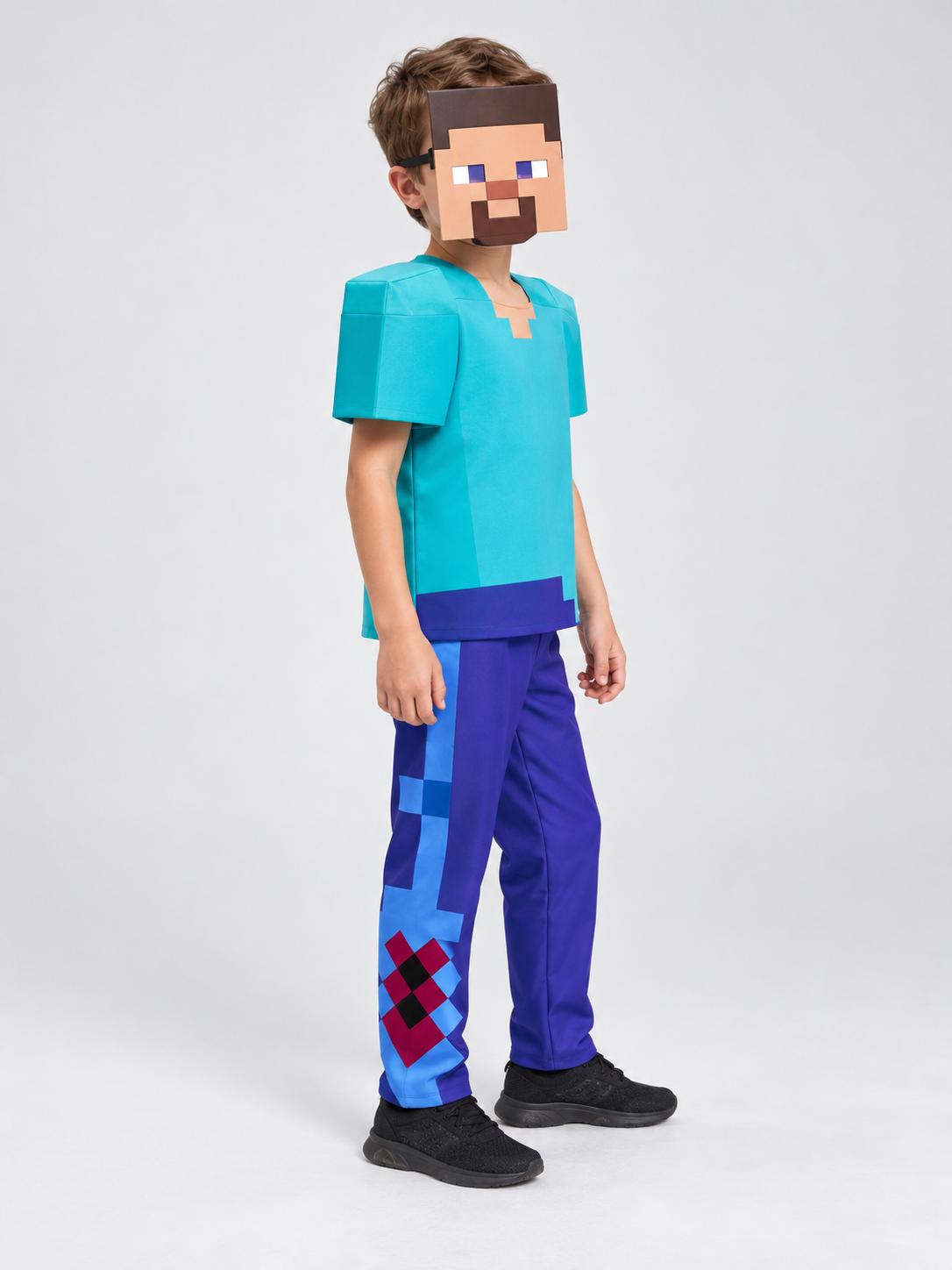 Pixel-Style Carnival Costume with Mask