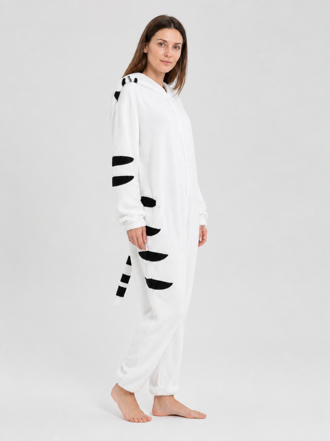 Husky Hooded Flannel Pajama Jumpsuit side view