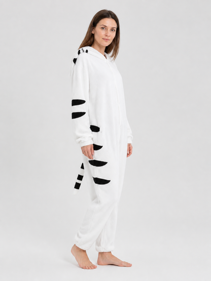 Husky Hooded Flannel Pajama Jumpsuit side view