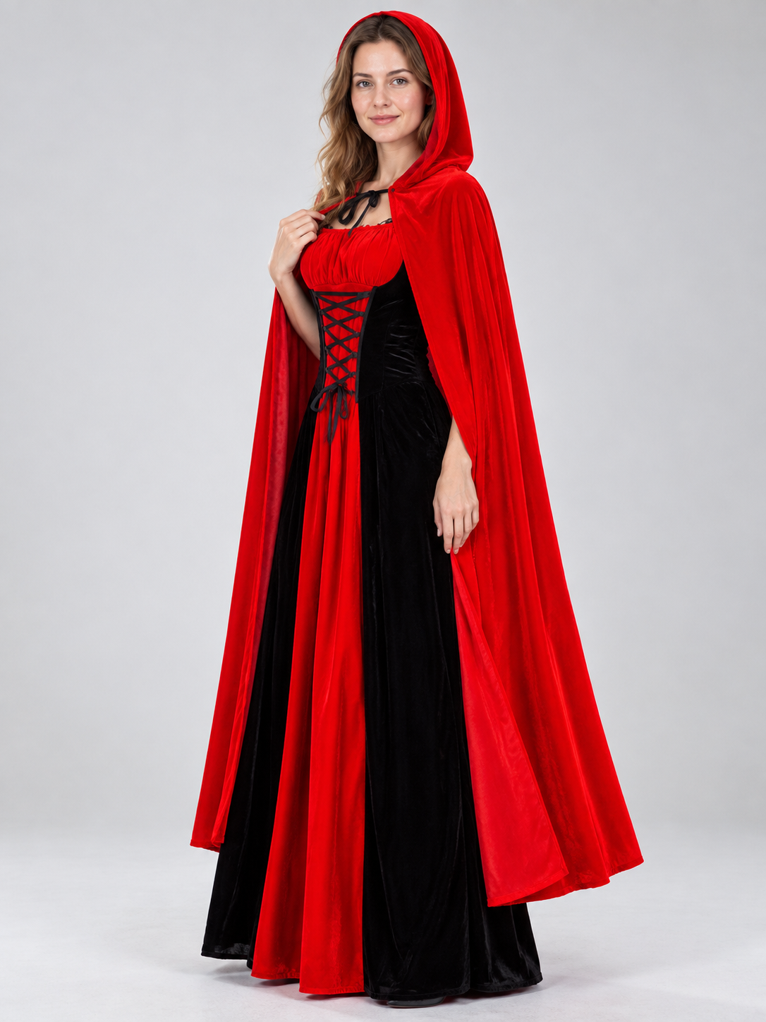 Adult Vampire Costume for Halloween with Cape and Dress
