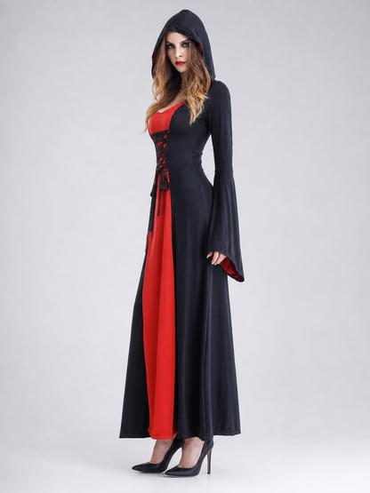 Red and Black Hooded Gothic Vampire Dress