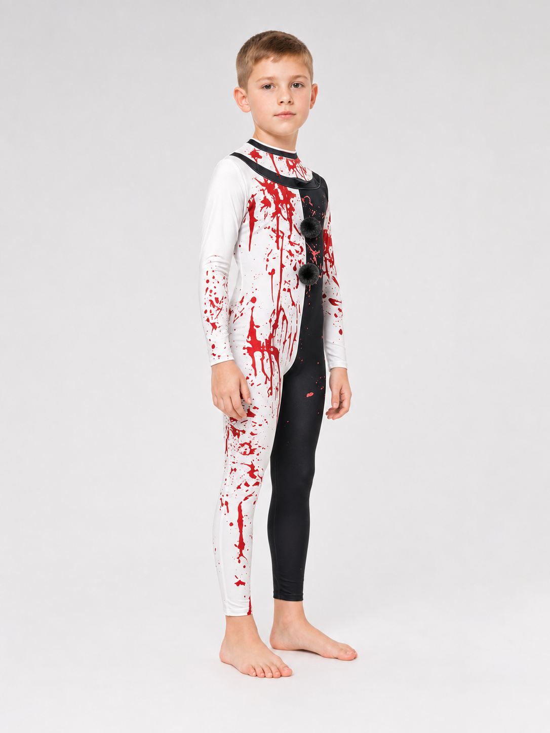 Scary Clown Costume with Mask and Blood Splatter