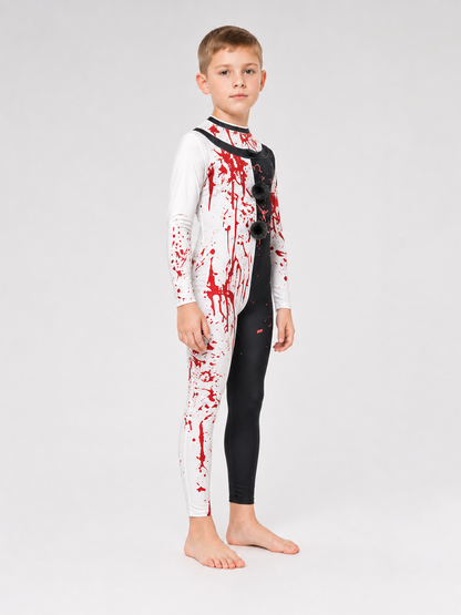 Scary Clown Costume with Mask and Blood Splatter