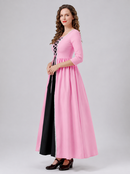 Dress with a Black Insert and Front Lacing side view