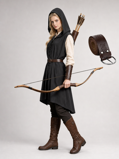 Medieval Cotton-Linen Hooded Tunic