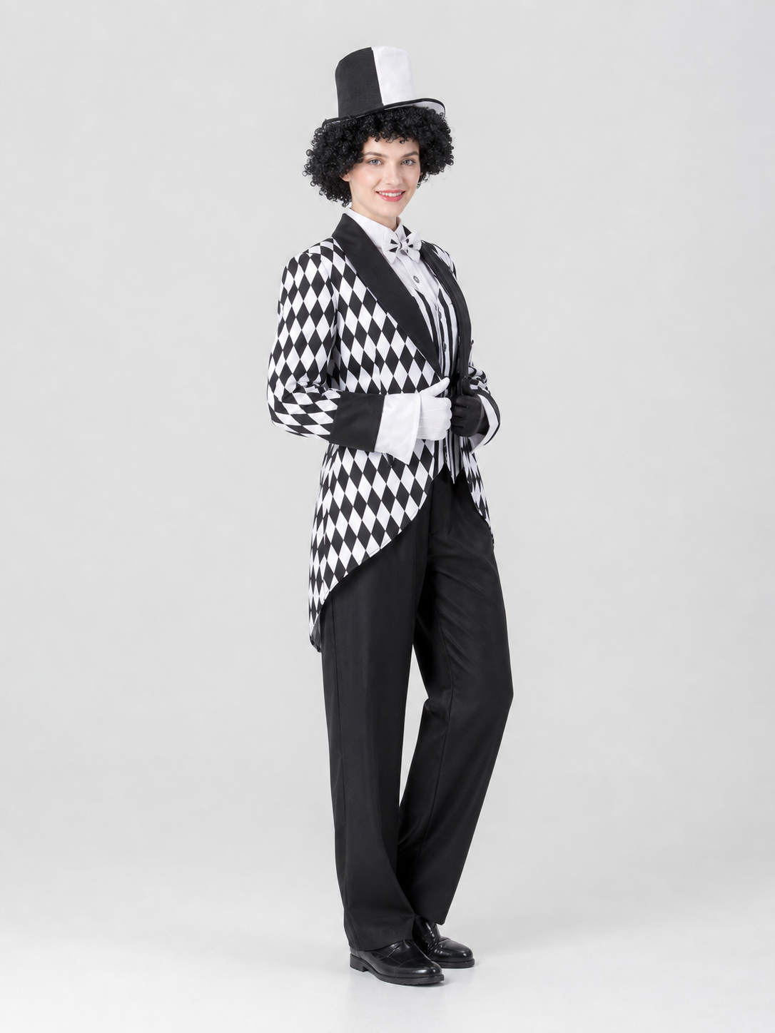 Black and White Harlequin Carnival Costume