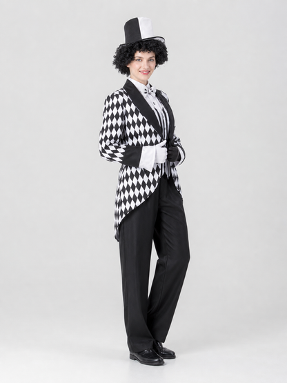 Black and White Harlequin Carnival Costume