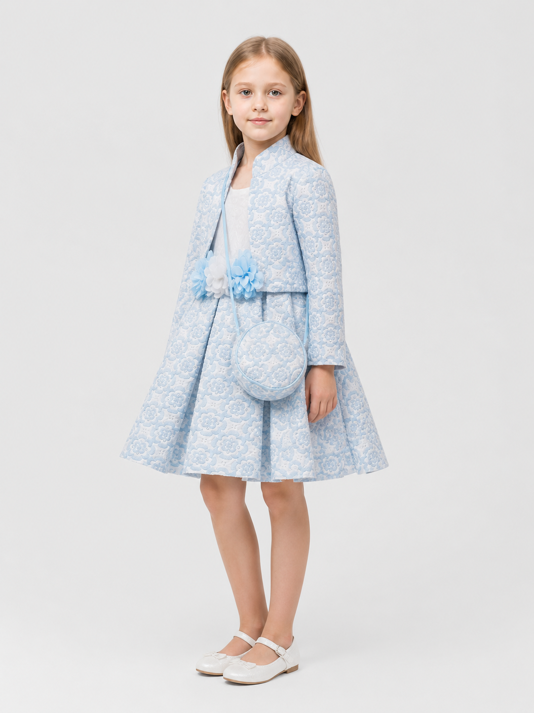 Dressy 3-Piece Set: Jacket, Skirt, and Handbag
