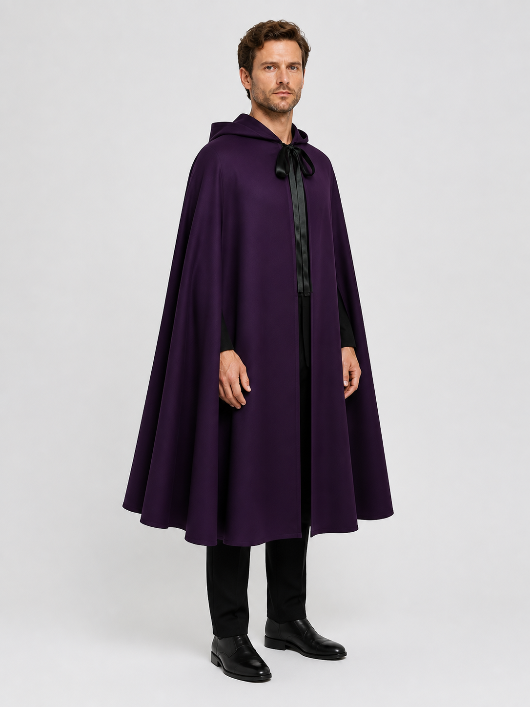 Medieval Dark Death Cloak with Hood for Cosplay side view