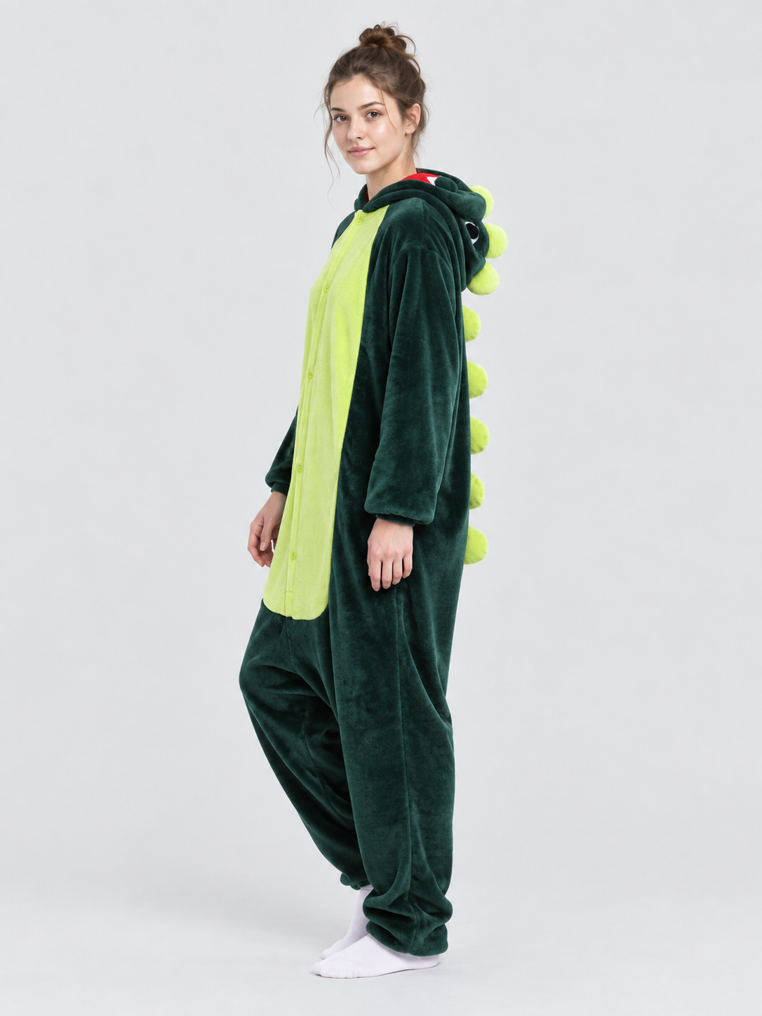 Dark green kigurumi pajama with hood and spikes