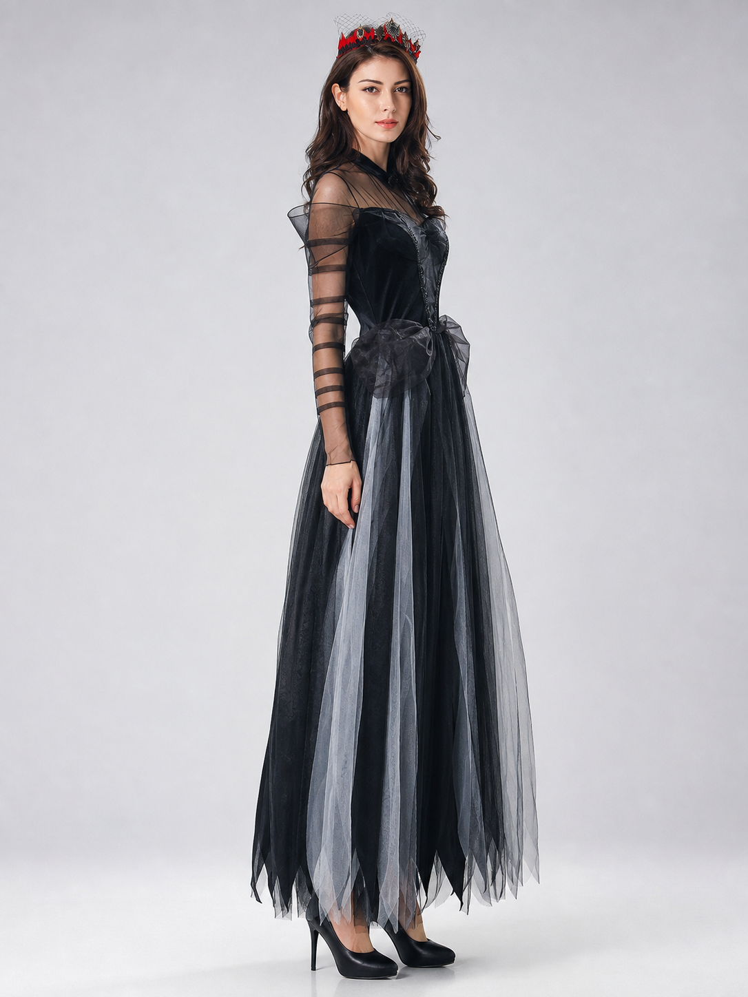 Gothic Witch Costume Dress with Full Skirt