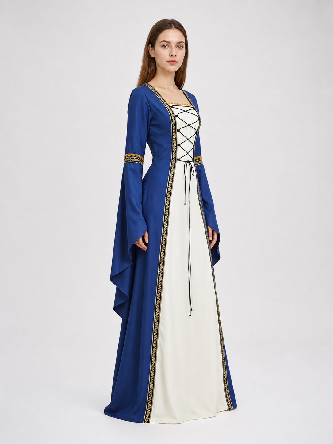 Medieval Dress with Lacing and Gold Trim