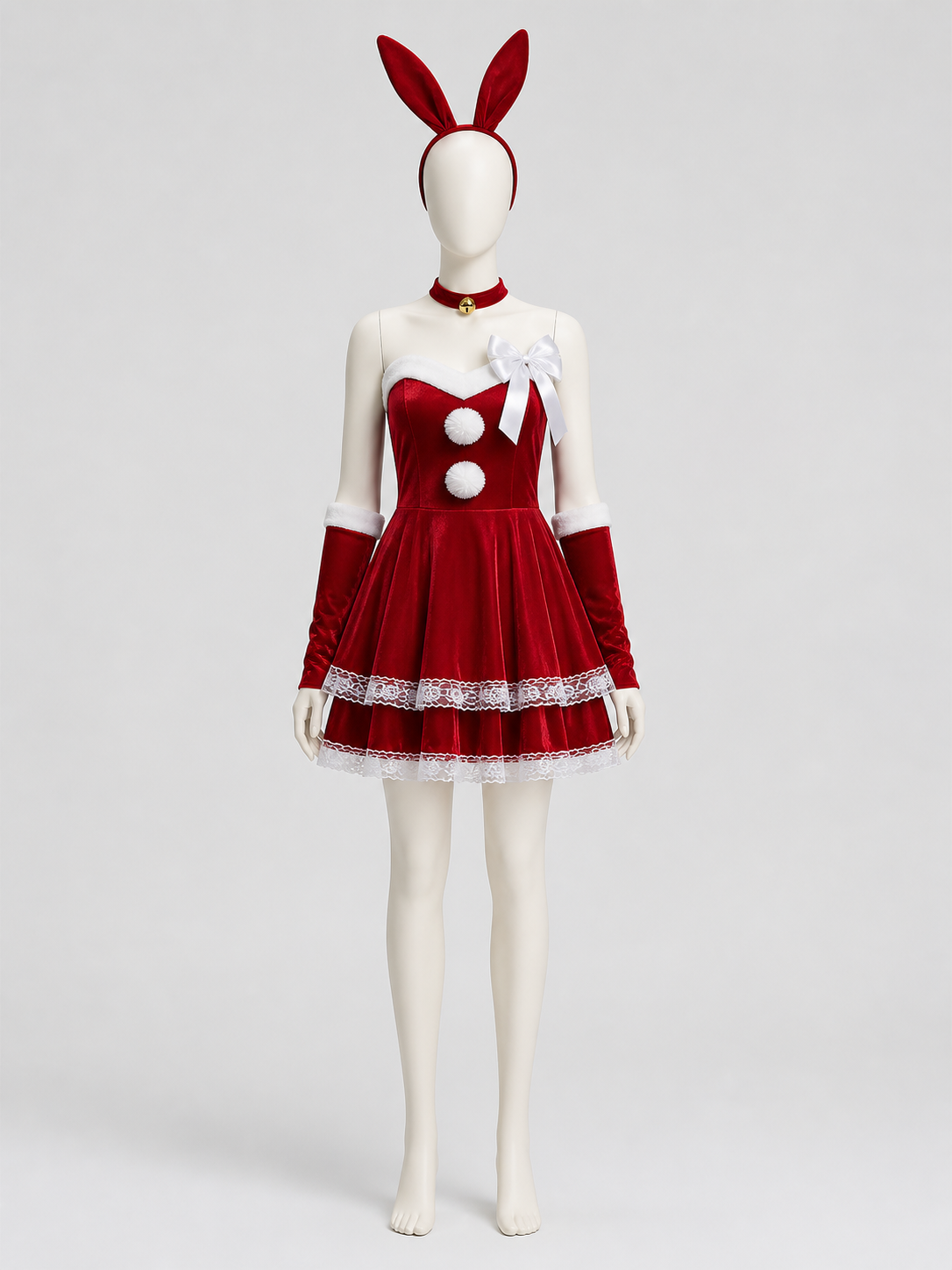 New Year's Costume with Dress and Bunny Headband side view