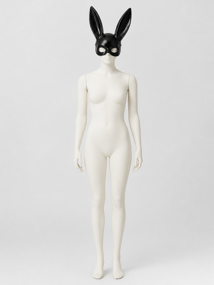 Black Rabbit Mask with Long Ears, One Size side view