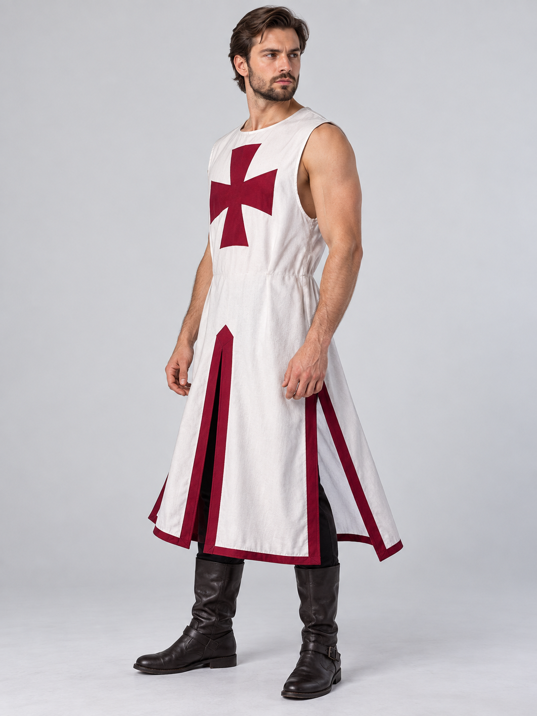 Medieval Crusader Tunic White with Cross