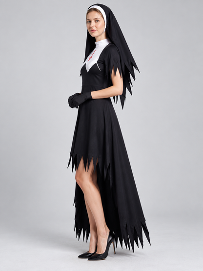 Nun Costume with Black Veil side view
