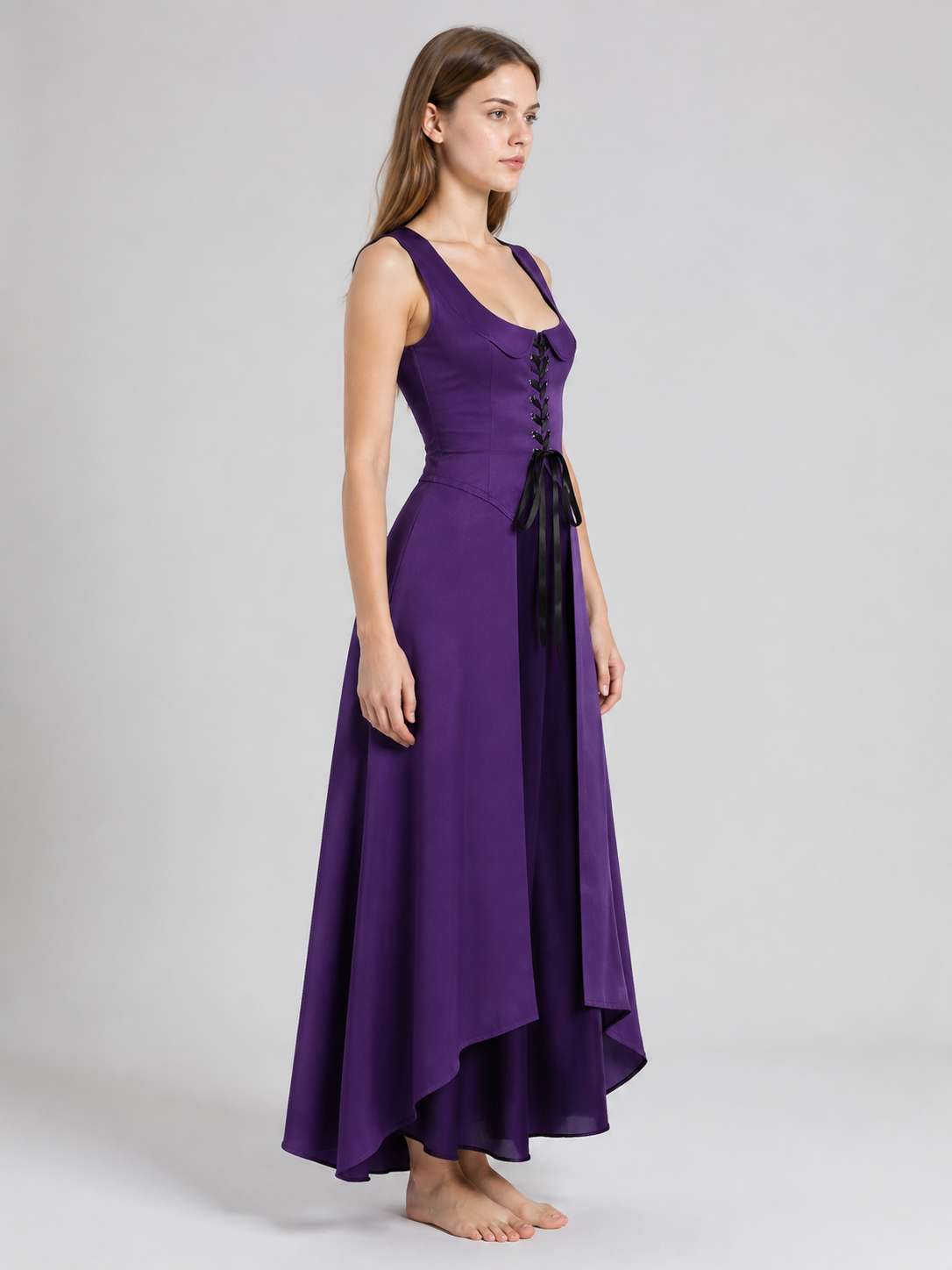 Purple Cosplay Dress with Black Lacing side view