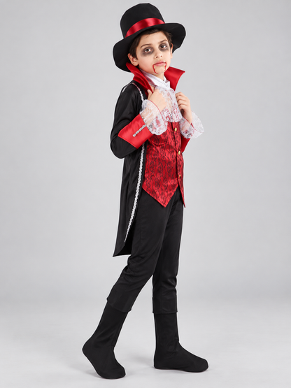 Gothic-Style Vampire Carnival Costume with Hat side view