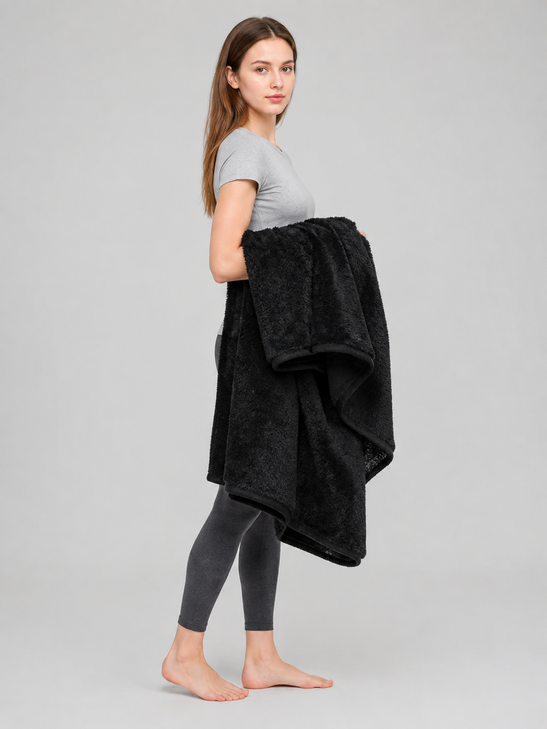 Black Double-Sided Blanket for Pets side view