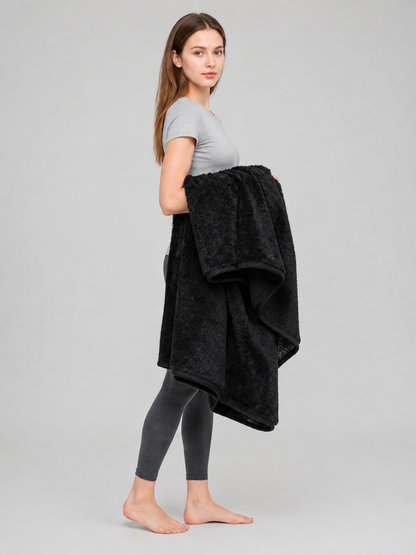 Black Double-Sided Blanket for Pets side view