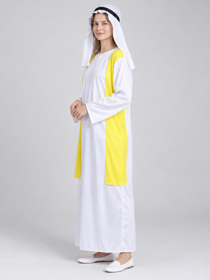 Carnival costume with a white base and yellow inserts
