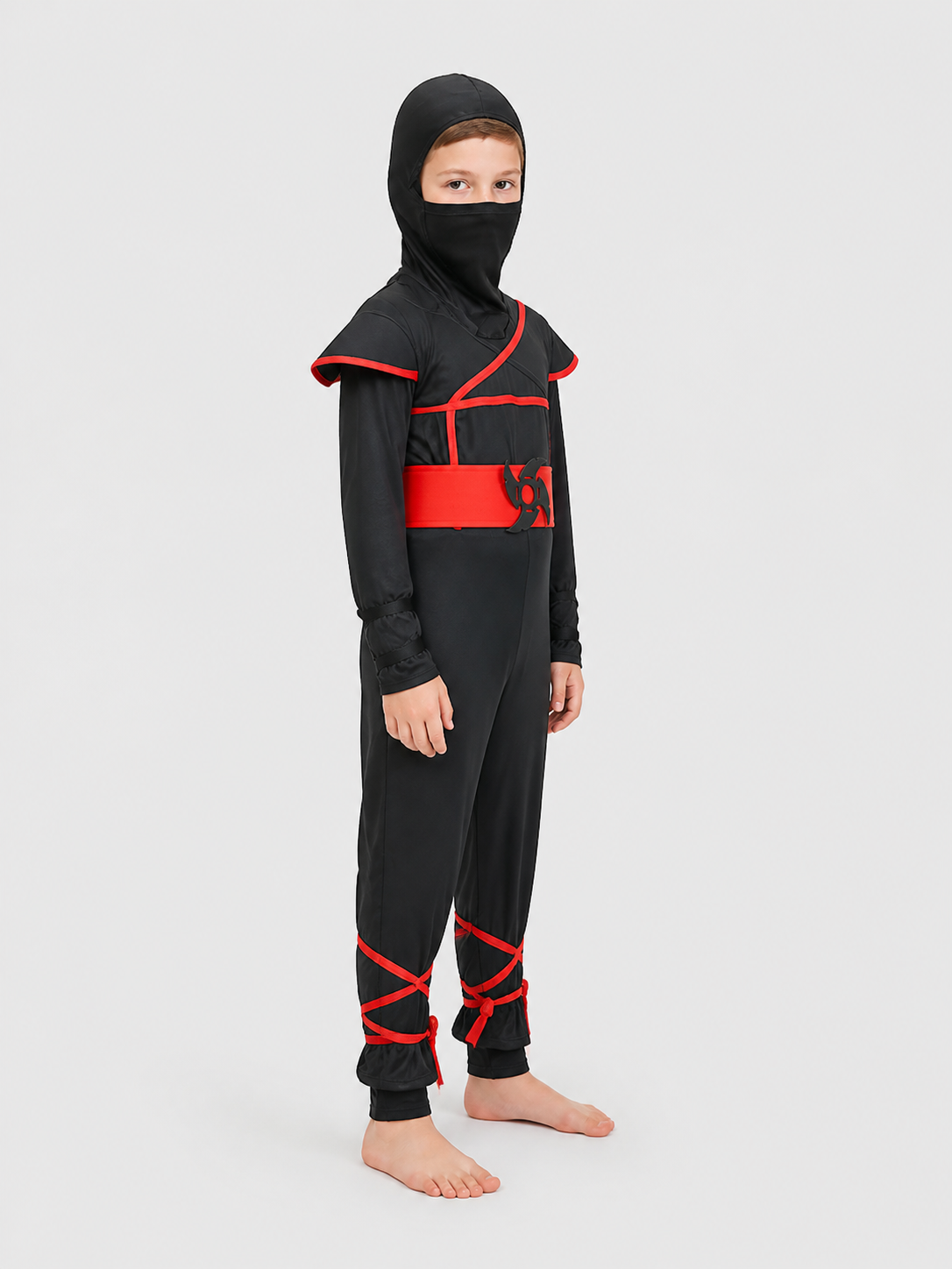 Naruto Ninja Cosplay Costume, Black and Red Jumpsuit side view