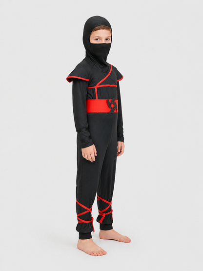 Naruto Ninja Cosplay Costume, Black and Red Jumpsuit side view