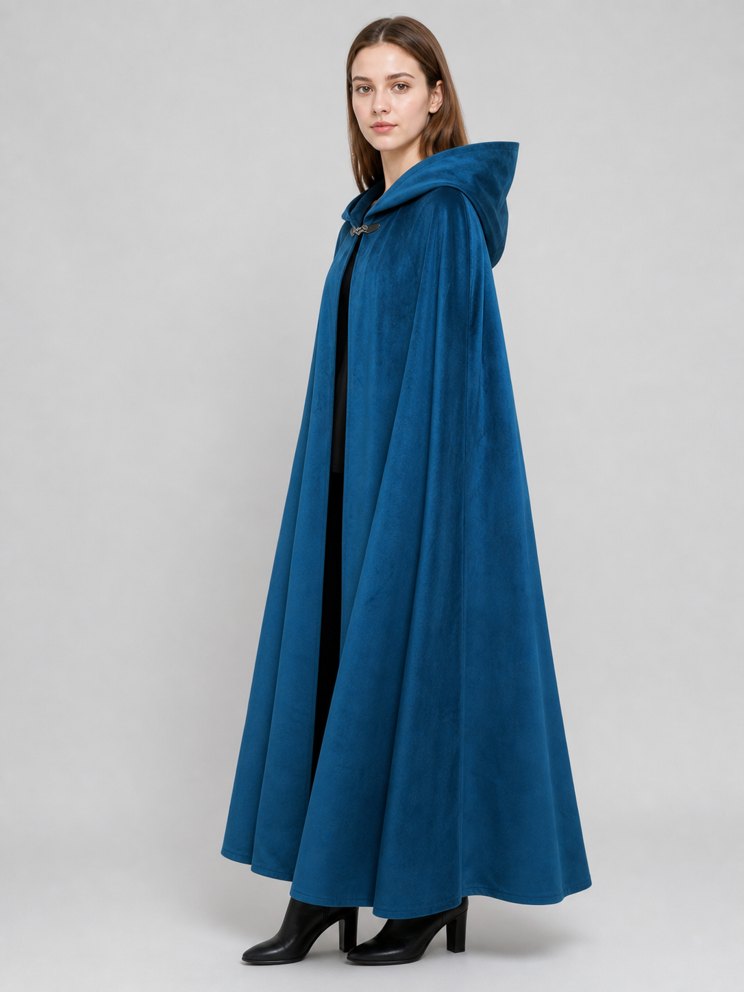 Blue Medieval Hooded Costume Cloak