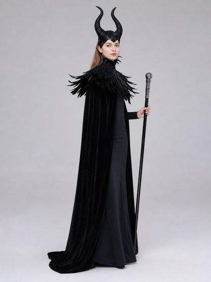 Black cape with scepter, dark fantasy-style set